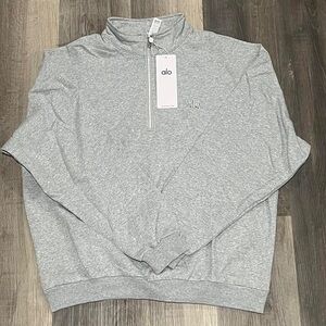 ALO Yoga Men's Light Gray Zip-Up Sweater